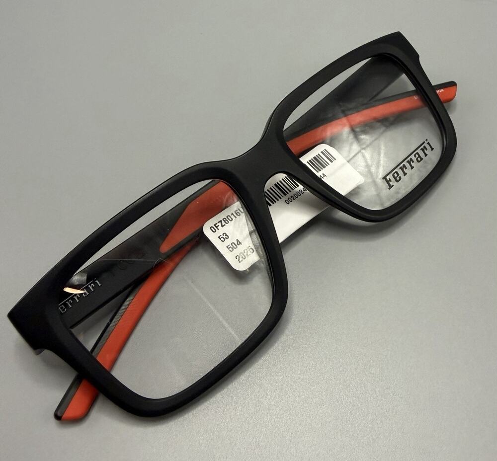 Scuderia Ferrari FZ8016U 504 Eyeglasses Matte Black Red 53-18-145 New Tags